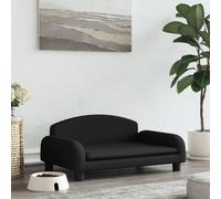 vidaXL Lit pour Chien, Canapé pour Animaux de Compagnie avec Cadre en Bois, Panier pour Chiots Maison Intérieur, Noir 70x45x30 cm Tissu