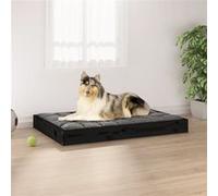 vidaXL Lit pour Chien Noir 91,5x64x9 cm Bois de Pin Solide Canapé Couchage Noir G