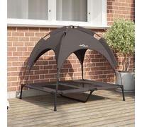 Vidaxl Lit Pour Chien Surélevé Avec Auvent Amovible Marron L Acier