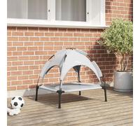 Vidaxl Lit Pour Chien Surélevé Avec Toit Amovible Argent Gris Acier