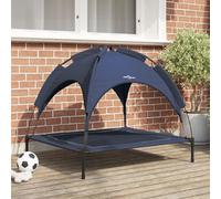 Lit surélevé pour chien - vidaXL - Toit amovible - Bleu marine - Tissu respirant - Design surélevé - Housse amovible