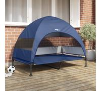 vidaXL Lit surélevé pour Chien Bleu Marine 127 x 81 x 108 cm, Lit de Chien Portable, Anti-dérapant Moderne, pour Jardin et terrasse, Meuble extérieur pour Petits Chiens