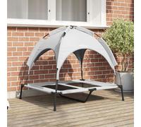 Vidaxl Lit Pour Chien Surélevé Avec Toit Amovible Gris Argent L Acier