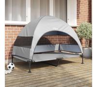 Vidaxl Lit Pour Chien Surélevé Avec Toit Amovible Gris Argent Xl Acier