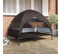 vidaXL Lit surélevé pour Chien Marron 127 x 81 x 108 cm Tissu et Acier, Lit de Chien Portable, Anti-dérapant Moderne, pour Jardin et terrasse, Meuble extérieur pour Petits Chiens