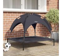 Vidaxl Lit Pour Chien Surélevé Avec Toit Amovible Noir L Acier