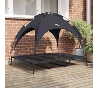 Vidaxl Lit Pour Chien Surélevé Avec Toit Amovible Noir Xl Acier