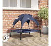 Vidaxl Lit Pour Chien Surélevé Bleu Marine Acier, Tissu 76 X 62 X 70.5 Cm