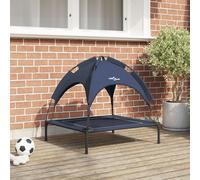 Vidaxl Lit Pour Chien Surélevé Bleu Marine Tissu, Métal 71 X 64 X 71 Cm