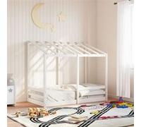 vidaXL Lit pour enfants avec toit 70x140 cm Bois massif de pin Blanc