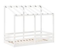 vidaXL Lit pour Enfants avec Toit Blanc 70x140cm en Bois Massif de pin, Cadre de lit pour Enfants, lit pour Enfants en Bois, Meuble pour Enfants