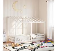 vidaXL Lit pour enfants avec toit blanc 90x190 cm bois massif de pin, cadre de lit pour enfants, lit pour enfants en bois, 847007
