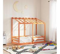 vidaXL Lit pour enfants et toit cire marron 80x160 cm bois massif pin, cadre de lit pour enfants, lit pour enfants en bois, 847014