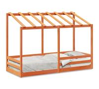 vidaXL Lit pour enfants et toit cire marron 90x190 cm bois massif pin Multicolore