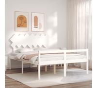 vidaXL Lit pour personne âgée et tête de lit 140x190 cm bois massif Blanc