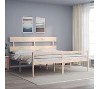 vidaXL Lit pour personne âgée 200x200 cm bois massif avec tête de lit 3195371