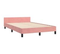 vidaXL Lit Rembourré Moderne avec Tête de Lit et Sommier à Lattes, Double avec Pied, Rose 120x190 cm en Velours