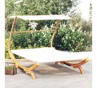 Vidaxl Lit Repos Avec Auvent 165x203x138 Cm Bois Courbé Massif Crème