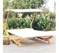 vidaXL Lit repos avec auvent 165x203x138 cm Bois courbé massif Crème 313951
