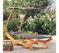 Vidaxl Lit Repos Et Auvent 100x190x134cm Bois Courbé Massif Anthracite Gris