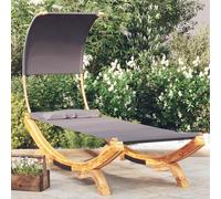 Vidaxl Lit Repos Et Auvent 100x200x126 Cm Bois Courbé Anthracite Gris