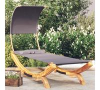 Vidaxl Lit Repos Et Auvent 100x200x126 Cm Bois Courbé Anthracite Gris