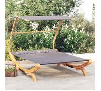 vidaXL Lit repos et auvent 165x203x138cm Bois courbé massif Anthracite 313952