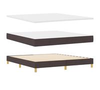 vidaXL Lit Ressort 180 x 200 cm Marron foncé et Blanc, Tissu & Matelas Moelleux avec tête de lit Ajustable, Housse Amovible et Lavable, Style Moderne et Minimaliste, Cadre de lit pour la Chambre.