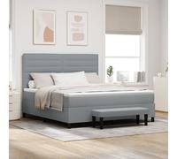 Vidaxl Lit Ressort Avec Matelas Et Banc Gris Clair 180x200 Cm En Tissu Gris