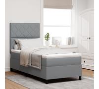 Vidaxl Lit Ressort Avec Matelas Gris Clair 100x200 Cm Tissu Gris