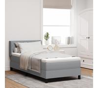 Vidaxl Lit Ressort Avec Matelas Gris Clair 90x200 Cm Tissu, Vidaxl Tête De Lit Design Blocs En Diamant Gris Clair 90 Cm Tissu