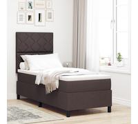 Vidaxl Lit Ressort Avec Matelas & Led Marron Foncé 80x200 Cm Tissu
