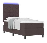 Vidaxl Lit Ressort Avec Matelas & Led Marron Foncé 80x200 Cm Tissu