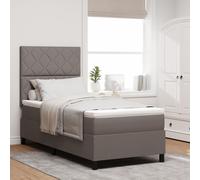Vidaxl Lit Ressort Avec Matelas Taupe 100x200 Cm En Tissu Gris