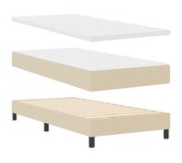 vidaXL Lit Ressort crème avec tête de lit Ajustable, 90 x 200 cm, Style Moderne, Housse Amovible, Mousse Haute densité, Ensemble pour la Chambre à Coucher, Matelas et Cadre Multi-Zones.