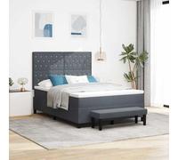 vidaXL Lit Ressorts avec Matelas Velours & Banc Gris foncé 140X190 cm | Style Contemporain Tissu résistant Taches incluant Outils de Montage Pratiques mobilier pour Chambre invités Luxe Mousse