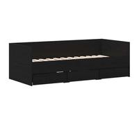vidaXL Lit réversible en chêne Noir avec 3 tiroirs de Rangement | Design en Bois Massif Moderne pour Chambre Dimensions 90 x 200 cm Mobilier Multi-usages Gain de Place Lit d'amis Cadre Simple