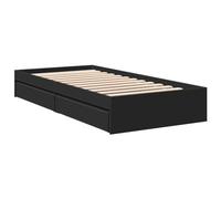 vidaXL Lit simple en bois d'ingénierie avec tiroirs Noir 90 x 190 cm