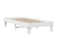 vidaXL Lit simple en bois massif sans matelas avec espace de rangement, cadre de lit avec sommier à lattes, lit simple pour chambre à coucher, blanc, 75 x 190 cm en pin