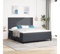 vidaXL Lit Sommier à Ressorts avec Matelas & LED Gris Foncé en Tissu en Cordeau
