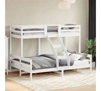 vidaXL Lit superposé 80x200/140x200 cm blanc bois de pin massif, lit, cadre de lit, lit loft, meubles de chambre à coucher, 3207166 Blanc G