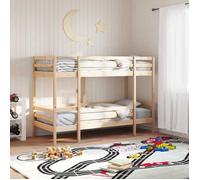 Lit superposé en bois de pin massif vidaXL, 80x200 cm, Mezzanine, Rustique, Naturel, avec Échelle pratique et Garde-corps, pour Enfants