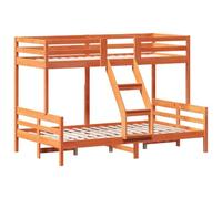 vidaXL Lit superposé 90x200/120x200 cm Cire Marron Bois de pin Massif, lit, Cadre de lit, lit loft, Meubles de Chambre à Coucher, sommier