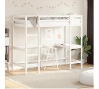 vidaXL Lit Superposé avec Bureau, Lit Mezzanine avec Sommier à Lattes pour Enfant, Meuble de Chambre, Moderne, Blanc 90x200 842851