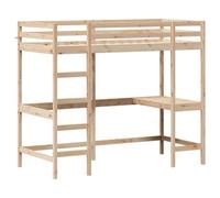 Vidaxl Lit Superposé Avec Bureau 90x200 Cm Bois De Pin Massif Marron