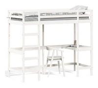 vidaXL Lit Superposé avec Bureau, Lit Mezzanine avec Sommier à Lattes pour Enfant, Meuble de Chambre, Moderne, Blanc 80x200 cm Bois de Pin Massif 842855 Blanc G
