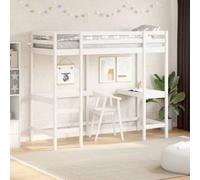 Vidaxl Lit Superposé Avec Bureau Blanc 80x200 Cm Bois De Pin Massif Blanc