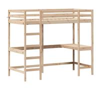 Vidaxl Lit Superposé Avec Bureau 100x200 Cm Bois De Pin Massif Marron