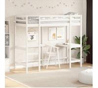 vidaXL Lit Superposé avec Bureau, Lit Mezzanine avec Sommier à Lattes pour Enfant, Meuble de Chambre, Moderne, Blanc 75x190 842863