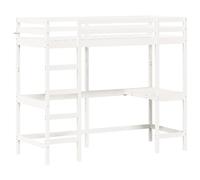 Vidaxl Lit Superposé Avec Bureau Blanc 80x200 Cm Bois De Pin Massif Blanc
